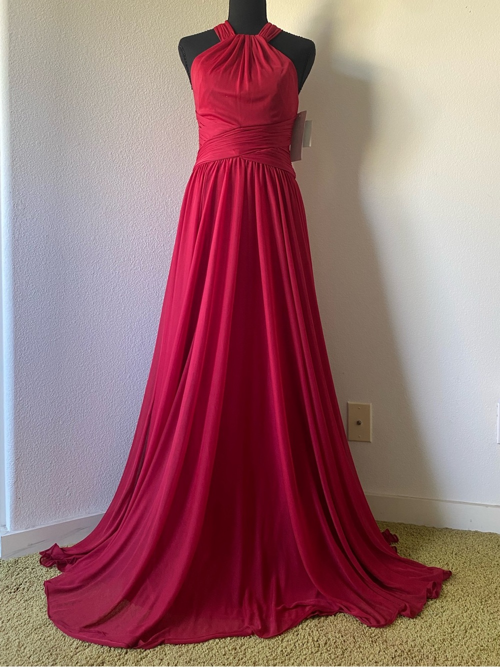 David’s Bridal Apple Red Evening Gown